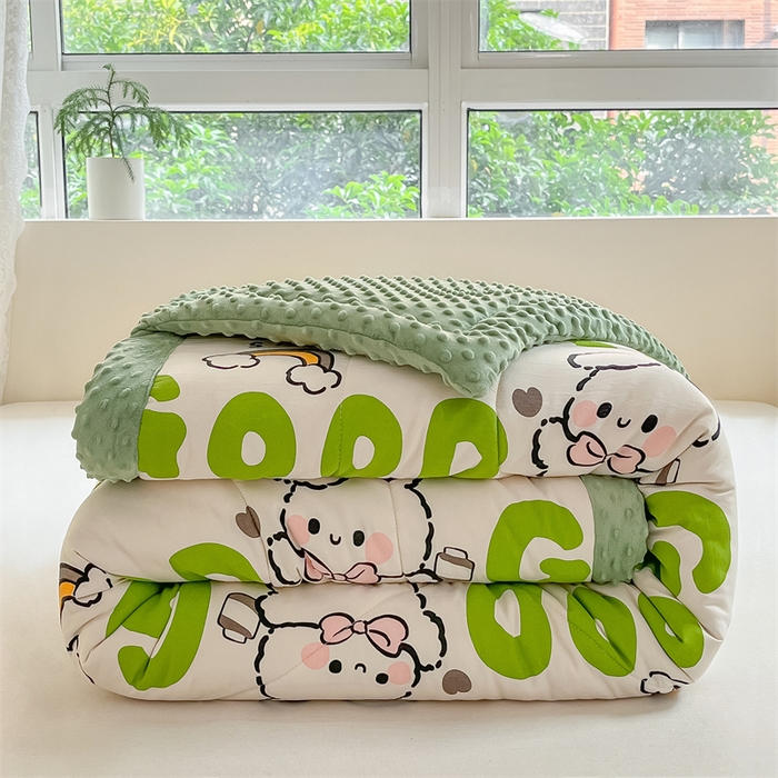 91家纺网 家纺一手货源 找家纺 云家 2025新款豆豆绒被子被芯夏凉被空调被四季被 字母小兔