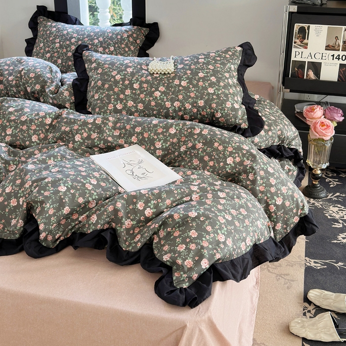 91家纺网 家纺一手货源 找家纺 （总）澳萝拉 2025新款全棉斜纹花边印花四件套