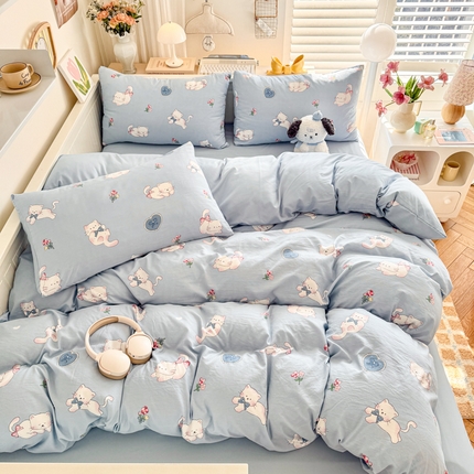 91家纺网 家纺一手货源 找家纺 （总）慕澄家纺 2025新款小清新水洗棉印花四件套