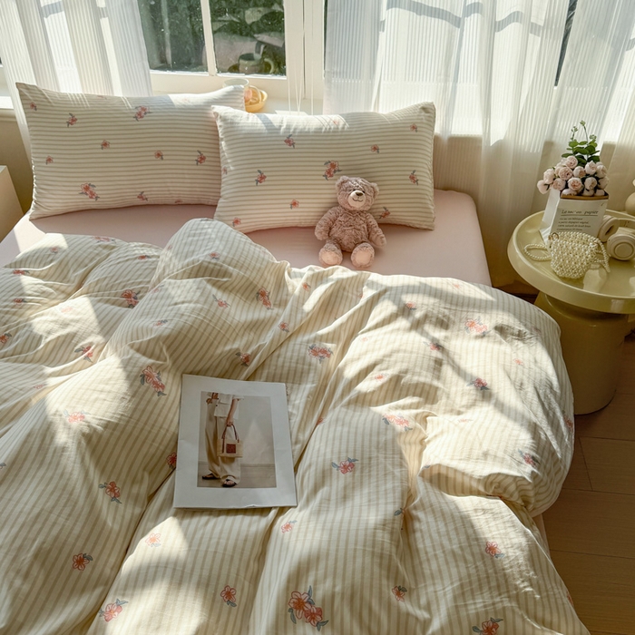 91家纺网 家纺一手货源 找家纺 赫然 2026新款A类针织水洗双层纱单枕套 樱花季