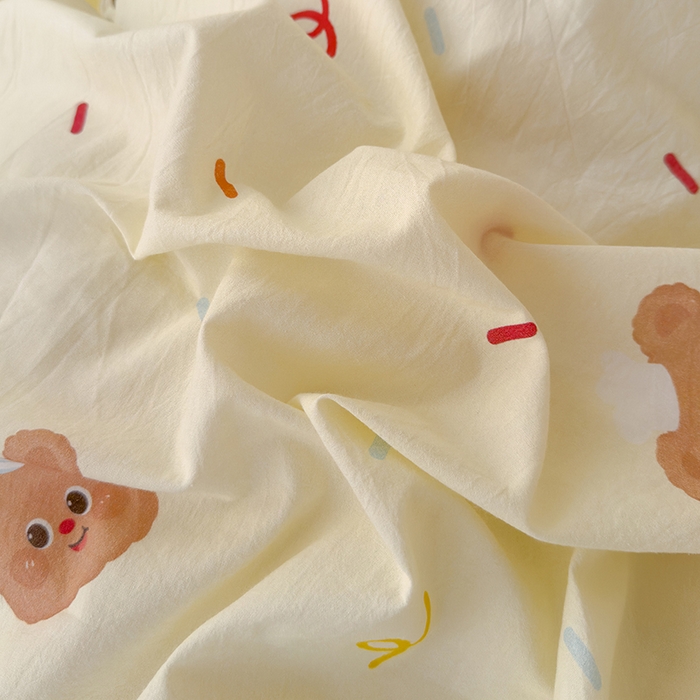 91家纺网 家纺一手货源 找家纺 颜选 2025新款水洗棉印花四件套 饼干熊