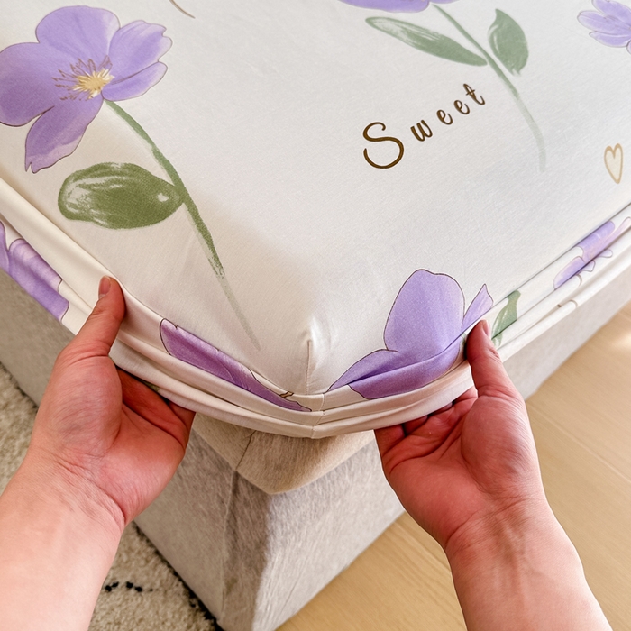 91家纺网 家纺一手货源 找家纺 棉造家居 2025新款亲肤舒适全棉纯棉印花单床笠 甜美花韵