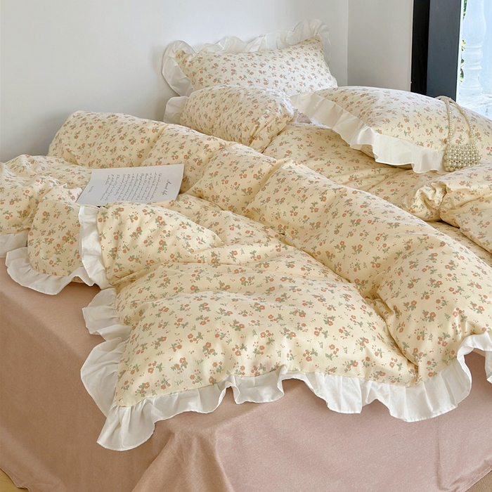 91家纺网 家纺一手货源 找家纺 澳萝拉 2025新款全棉斜纹花边印花四件套 玛格丽