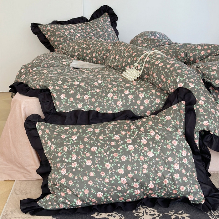 91家纺网 家纺一手货源 找家纺 澳萝拉 2025新款全棉斜纹花边印花四件套 海瑟薇