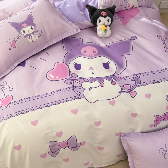 91家纺网 家纺一手货源 找家纺 博雅 2025新款三丽鸥大版印花全棉四件套专版花型 全棉大版（升级款信封枕）气球库洛米