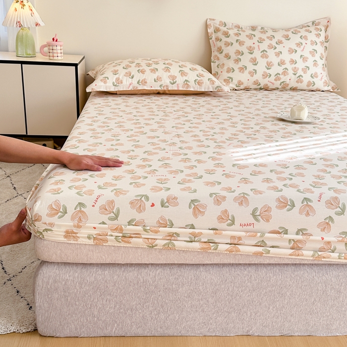 91家纺网 家纺一手货源 找家纺 棉造家居 2025新款亲肤舒适全棉纯棉印花单床笠 夏遇