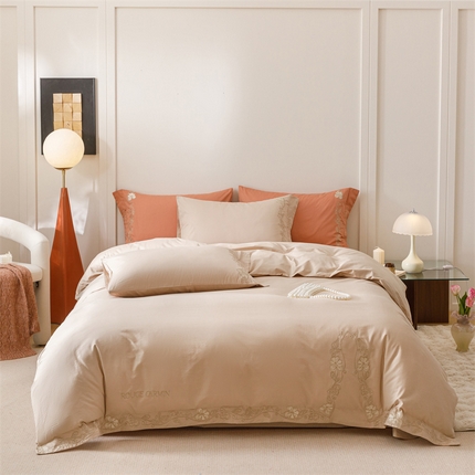 艾莱家纺 2025新款A类精梳纯棉刺绣花四件套-赫柏 赫柏-花田米