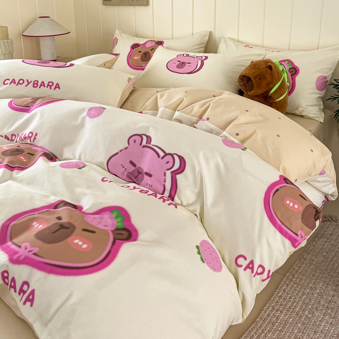 91家纺网 家纺一手货源 找家纺 （总）博雅 2025新款卡皮巴拉系列全棉印花四件套