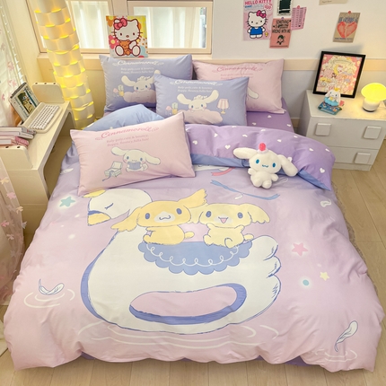 91家纺网 家纺一手货源 找家纺 （总）博雅 2025新款三丽鸥大版印花全棉四件套专版花型