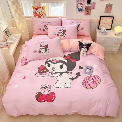 博雅 2025新款三丽鸥大版印花全棉四件套专版花型 全棉大版（普通款口袋枕）樱桃库洛米