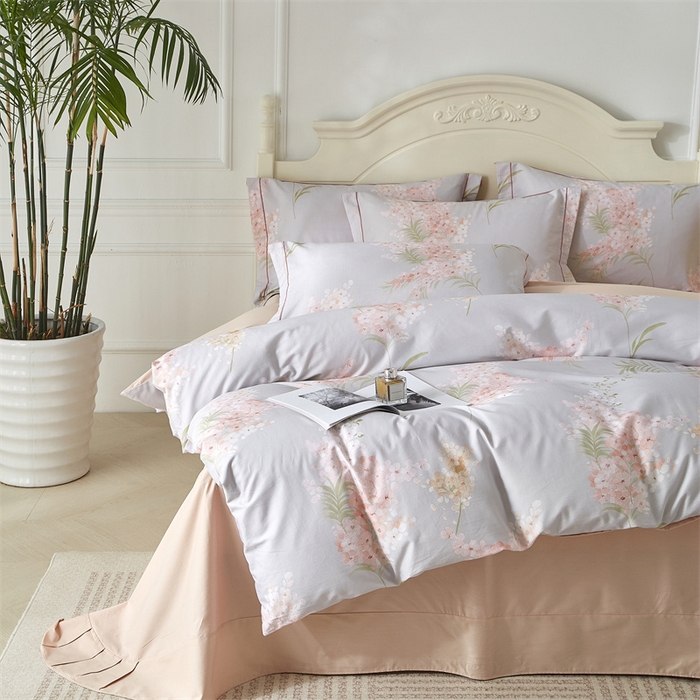 91家纺网 家纺一手货源 找家纺 曼秀琳 2025新款铂金棉数码印花四件套(全棉133*76) 芊然-桔