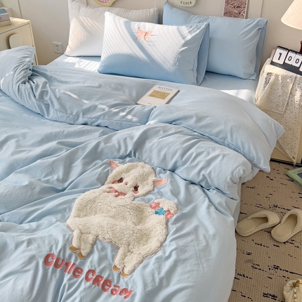 91家纺网 家纺一手货源 找家纺 （总）水墨江南 2025新款超柔水洗棉贴布绣四件套