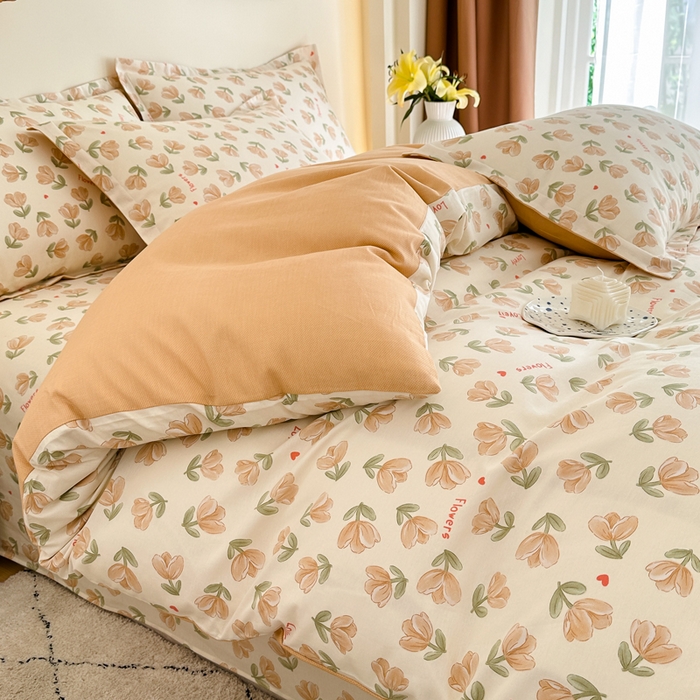 91家纺网 家纺一手货源 找家纺 棉造家居 2025新款亲肤舒适全棉纯棉印花系列三/四件套 夏遇