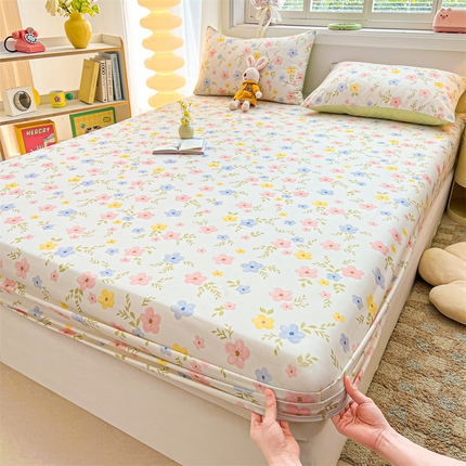 雯豆2025春夏新品全棉床笠三件套学生成人印花纯棉床罩 全棉床笠-芳华