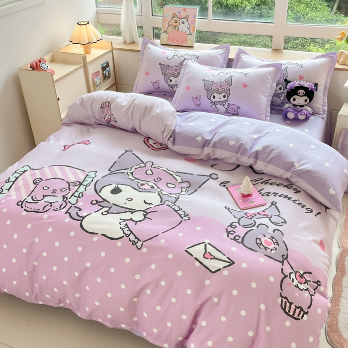 91家纺网 家纺一手货源 找家纺 博雅 2025新款三丽鸥大版印花全棉四件套专版花型 全棉大版（升级款信封枕）晚安库洛米