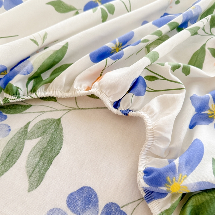 91家纺网 家纺一手货源 找家纺 棉造家居 2025新款亲肤舒适全棉纯棉印花单床笠 清风