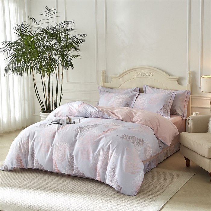 91家纺网 家纺一手货源 找家纺 曼秀琳 2025新款铂金棉数码印花四件套(全棉133*76) 知遥-粉