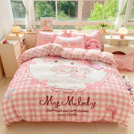 91家纺网 家纺一手货源 找家纺 （总）博雅 2025新款三丽鸥大版印花全棉四件套专版花型