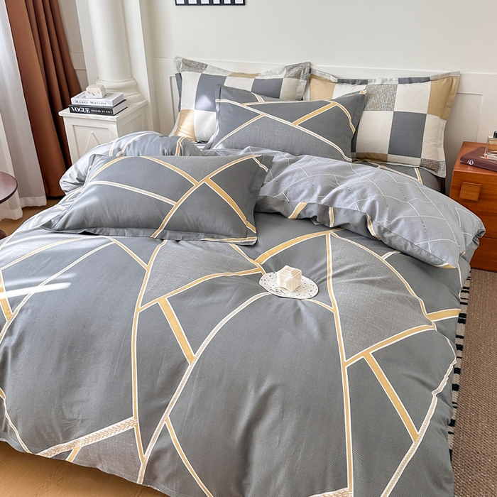 91家纺网 家纺一手货源 找家纺 棉造家居 2025新款亲肤舒适全棉纯棉印花系列三/四件套 时尚拼图