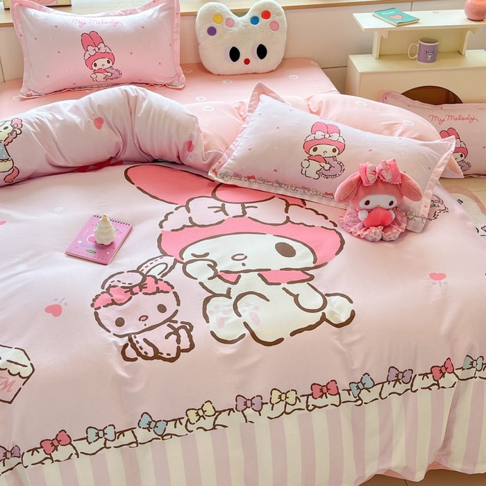 91家纺网 家纺一手货源 找家纺 博雅 2025新款三丽鸥大版印花全棉四件套专版花型 全棉大版（升级款信封枕）木马美乐蒂