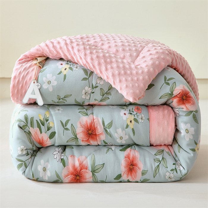 91家纺网 家纺一手货源 找家纺 云家 2025新款豆豆绒被子被芯夏凉被空调被四季被 花知韵