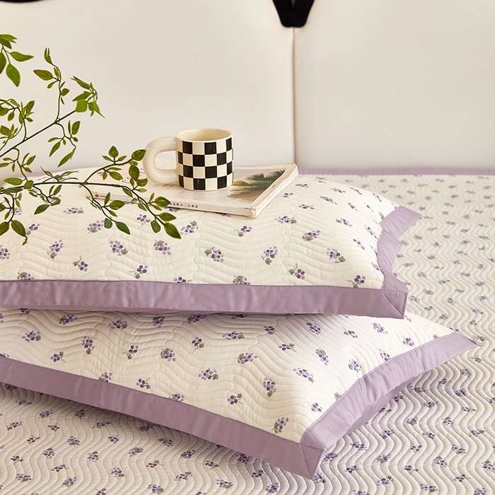 91家纺网 家纺一手货源 找家纺 莎果 2025春夏莫代尔印花高温砂洗床盖三件套四件套 紫葡萄