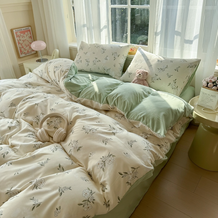 91家纺网 家纺一手货源 找家纺 赫然 2026新款水洗双层纱四件套 醒春