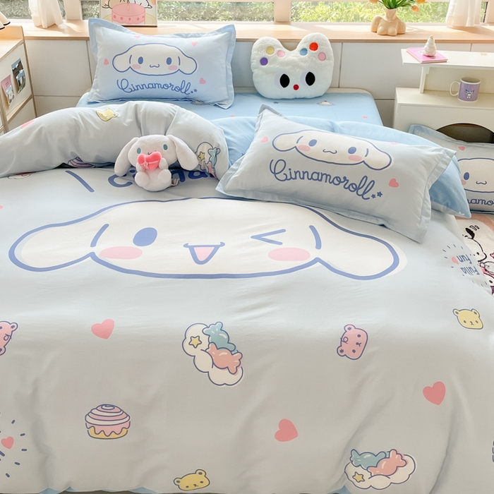 91家纺网 家纺一手货源 找家纺 博雅 2025新款三丽鸥大版印花全棉四件套专版花型 全棉大版（升级款信封枕）开心玉桂狗