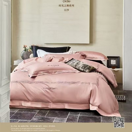 91家纺网 家纺一手货源 找家纺 （总）玖玖爱家纺 2025新款180支植物甑棉四件套-时光之舞