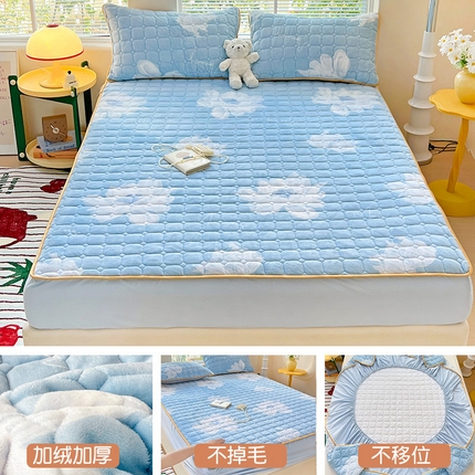 91家纺网 家纺一手货源 找家纺 （总）帛洵 2025新款舒适亲肤高克重牛奶绒夹棉床笠