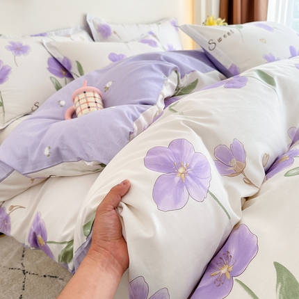 棉造家居 2025新款全棉纯棉印花系列学生宿舍单被套 甜美花韵