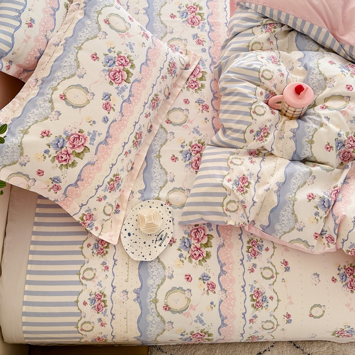 91家纺网 家纺一手货源 找家纺 棉造家居 2025新款亲肤舒适全棉纯棉印花系列三/四件套 芳菲羽