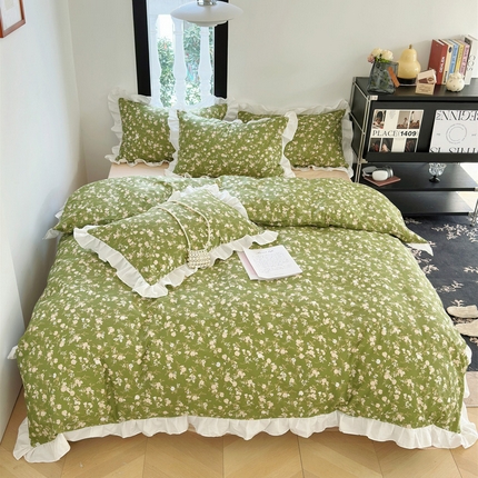 澳萝拉 2025新款全棉斜纹花边印花四件套 穆夏