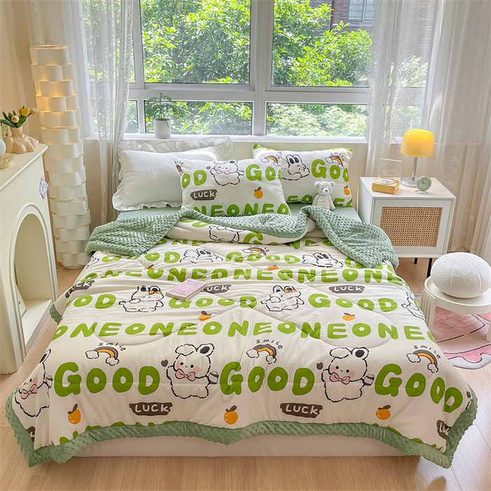 91家纺网 家纺一手货源 找家纺 云家 2025新款豆豆绒被子被芯夏凉被空调被四季被 字母小兔