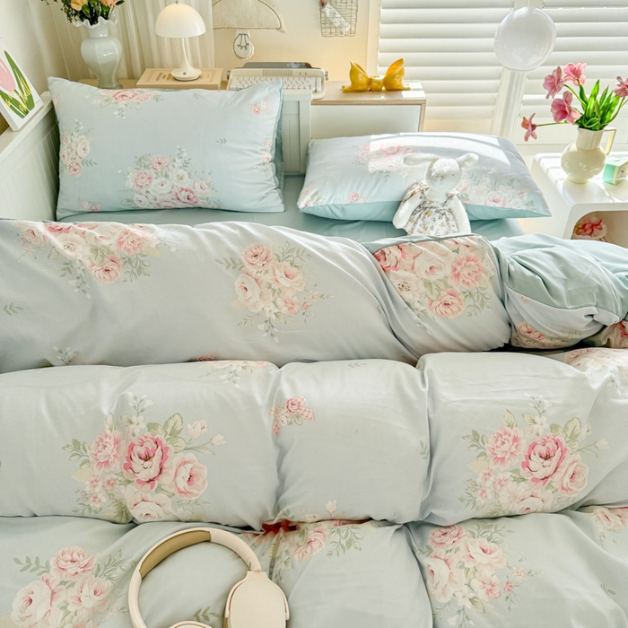 91家纺网 家纺一手货源 找家纺 慕澄家纺 2025新款小清新水洗棉印花四件套 萌趣版-爱丽丝