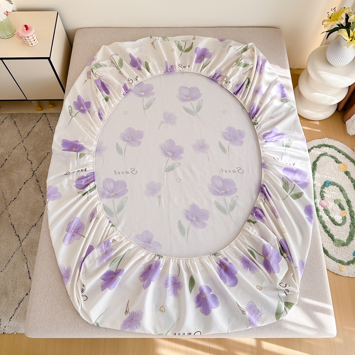 91家纺网 家纺一手货源 找家纺 棉造家居 2025新款亲肤舒适全棉纯棉印花单床笠 甜美花韵