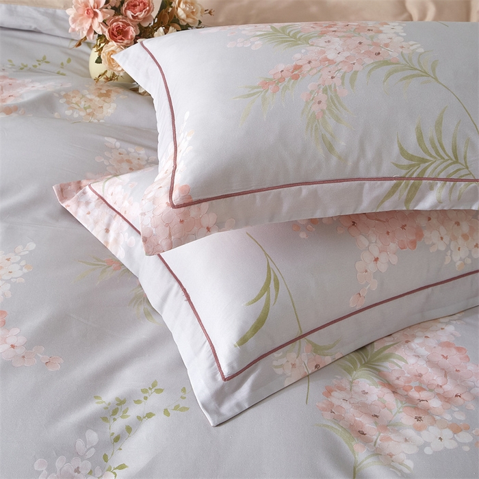 91家纺网 家纺一手货源 找家纺 曼秀琳 2025新款铂金棉数码印花四件套(全棉133*76) 芊然-桔