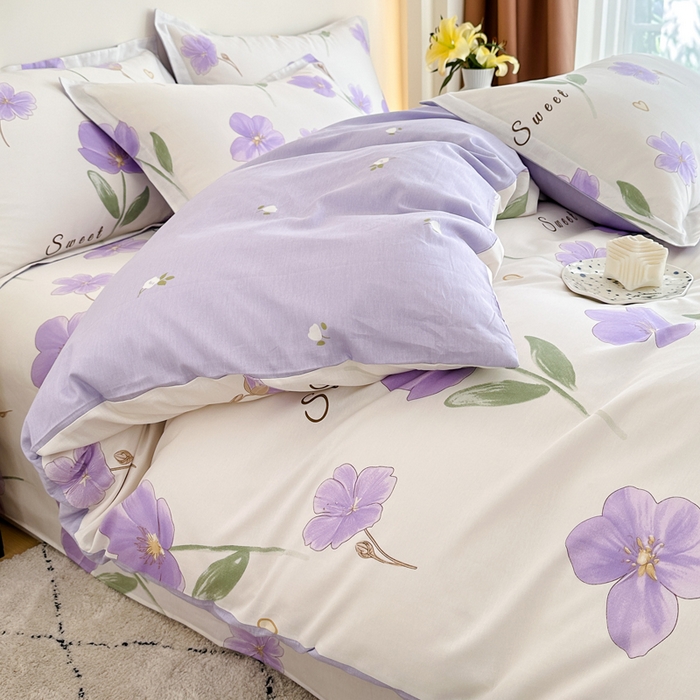 91家纺网 家纺一手货源 找家纺 棉造家居 2025新款亲肤舒适全棉纯棉印花系列三/四件套 甜美花韵