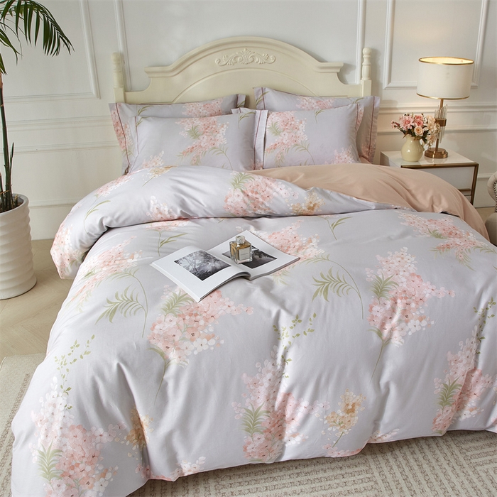 91家纺网 家纺一手货源 找家纺 曼秀琳 2025新款铂金棉数码印花四件套(全棉133*76) 芊然-桔