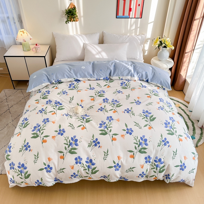 91家纺网 家纺一手货源 找家纺 棉造家居 2025新款全棉纯棉印花系列学生宿舍单被套 清风