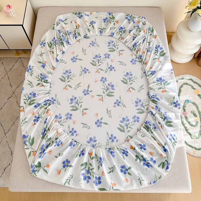 91家纺网 家纺一手货源 找家纺 棉造家居 2025新款亲肤舒适全棉纯棉印花单床笠 清风