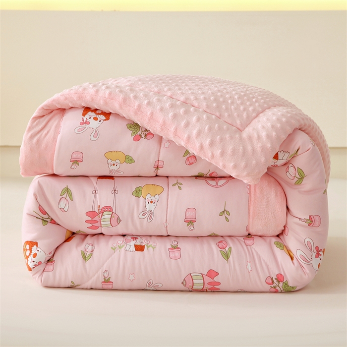 91家纺网 家纺一手货源 找家纺 云家 2025新款豆豆绒被子被芯夏凉被空调被四季被 田园兔