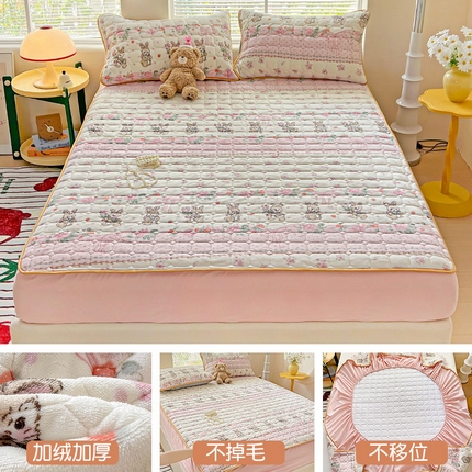 91家纺网 家纺一手货源 找家纺 （总）帛洵 2025新款舒适亲肤高克重牛奶绒夹棉床笠