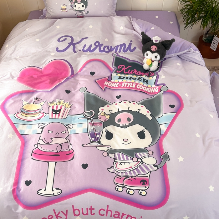 91家纺网 家纺一手货源 找家纺 博雅 2025新款三丽鸥大版印花全棉四件套专版花型 全棉大版（升级款信封枕）库洛米宝贝