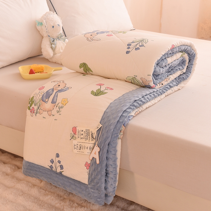 91家纺网 家纺一手货源 找家纺 云家 2025新款豆豆绒被子被芯夏凉被空调被四季被 花园兔兔