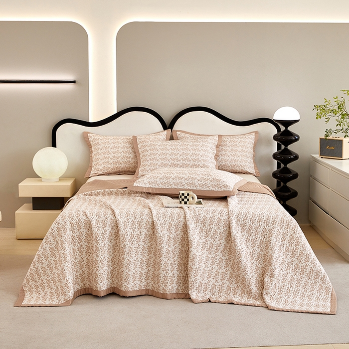 91家纺网 家纺一手货源 找家纺 莎果 2025春夏莫代尔印花高温砂洗床盖三件套四件套 薇拉