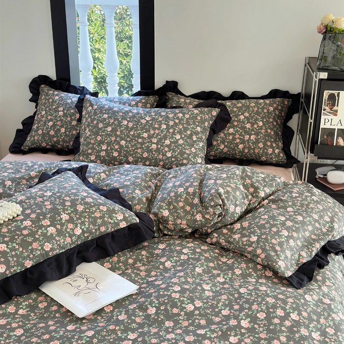 91家纺网 家纺一手货源 找家纺 （总）澳萝拉 2025新款全棉斜纹花边印花四件套