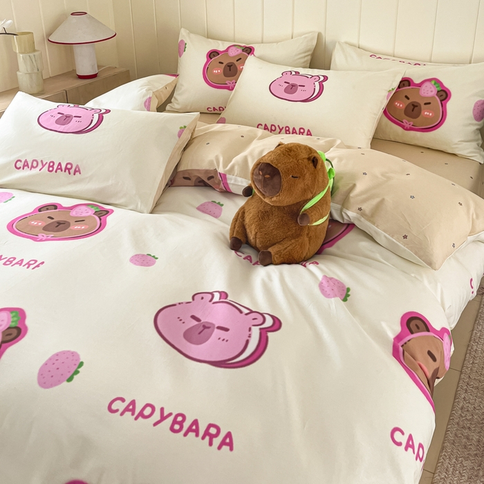 91家纺网 家纺一手货源 找家纺 （总）博雅 2025新款卡皮巴拉系列全棉印花四件套