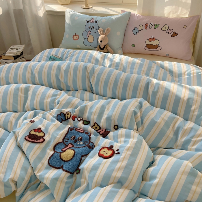 91家纺网 家纺一手货源 找家纺 （总）美乐迪家纺 2025新款休闲风系列全棉毛巾绣四件套