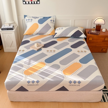 棉造家居 2025新款亲肤舒适全棉纯棉印花单床笠 光的邂逅-蓝